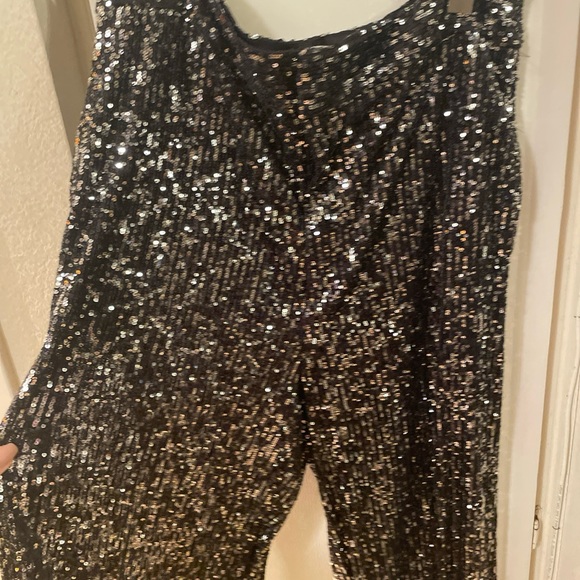 zara black sequin pants sz XL - Picture 4 of 11